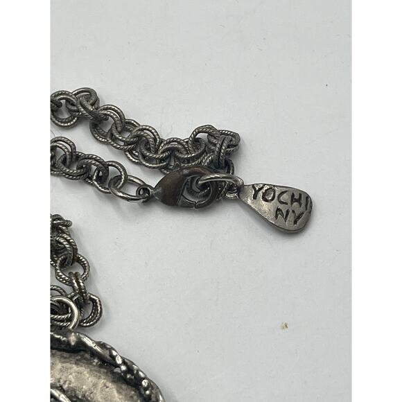 YOCHI NY Designer Turquoise Blue Round Large Round Cabochon Pendant Necklace 36” - Picture 5 of 9